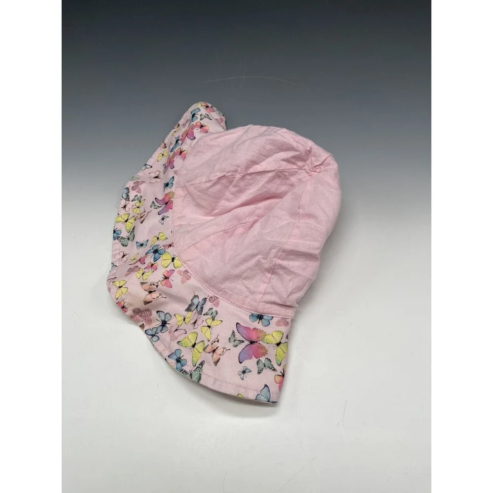 H&M Hat‎  1 1/2 - 4 Y Girls Bucket Hat Sun Pink Butterflies Bow Kids